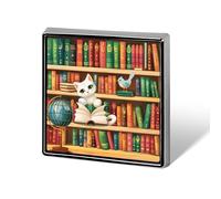 Spille da bavero in metallo con distintivo quadrato a forma di gatto, per la decorazione di abbigliamento, da biblioteca