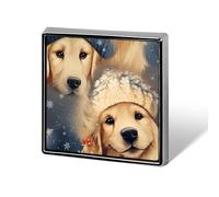 Spille da bavero in metallo con distintivo quadrato Golden Retriever per la decorazione di indumenti