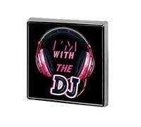 Spille da bavero in metallo con distintivo quadrato "I'm With The DJ" per la decorazione di abiti