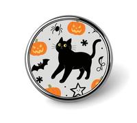 Spille da bavero personalizzate da 1 pollice con gatto nero di Halloween per abiti, divertenti per uomo e donna, vintage per borse, giacche, zaini, cappelli, collezione di spille con bo