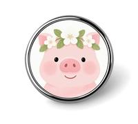 Spille da bavero personalizzate da 1 pollice con maialino che indossa una ghirlanda per abiti, spille divertenti per uomo e donna, spille vintage per borse, giacche, zaini, cappelli, collezione di sp