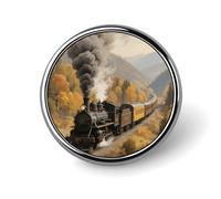 Spille da bavero personalizzate da 1 pollice con motivo a treno a vapore nella valle, per abiti, spille divertenti per uomo e donna, spille vintage per borse, giacche, zaini, cappelli, collezione di