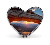 Spille da bavero personalizzate Sunrise At Mesa Arch Heart, gioielli per matrimoni e feste, distintivi per abbigliamento e cappelli da uomo e donna.