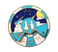 Spille da bavero rotanti, spilla a forma di dodici costellazioni, sciarpa a forma di coppia, sciarpe, clip per sciarpe, creative che tengono le mani coppia sotto le stelle per le donne