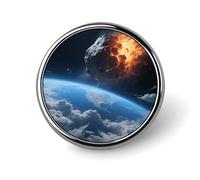 Spille da bavero smaltate a forma di impatto meteorico, cratere vulcanico, lago, terra - Spille rotonde graziose, unisex per abbigliamento, cappelli, borse e zaini