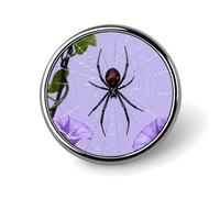 Spille da bavero smaltate Aurora Cabin con Vedova Nera su Vite Viola - Spille rotonde graziose, unisex per abbigliamento, cappelli, borse e zaini