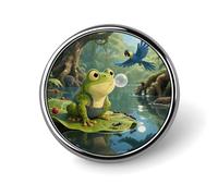 Spille da bavero smaltate con rana su ninfea, motivo: formica sahariana in argento, formicaio, spille rotonde graziose, unisex, per abbigliamento, cappelli, borse e zaini