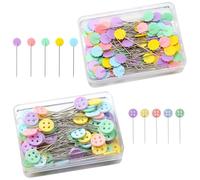 Spille da Cucito,200 PCS Spilli da Sarta e da Cucito Teste Colorate Spilli Lunghi e Dritti per Sartoria Cucitos Maglieria Patchwork Quilting e Artigianato Fai da Te