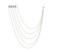 spille da donna nel Regno Unito， Spilla a catena con nappa lunga multistrato for donne e uomini, spille da colletto for feste di matrimonio, gioielli(Gold White)