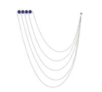 spille da donna nel Regno Unito， Spilla a catena con nappa lunga multistrato for donne e uomini, spille da colletto for feste di matrimonio, gioielli(Sliver Blue)