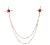 spille da donna nel Regno Unito， Spilla a forma di stella con catena a nappa, spilla strass e cristallo, da bavero, colletto for camicia uomo, spille for gioielli(Gold Red)