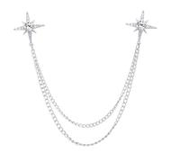 spille da donna nel Regno Unito， Spilla a forma di stella con catena a nappa, spilla strass e cristallo, da bavero, colletto for camicia uomo, spille for gioielli(Sliver White)