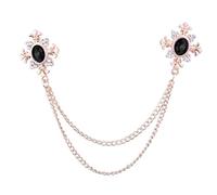 spille da donna nel Regno Unito， Spilla con nappa da uomo, for abito, colletto della camicia, catena di cristallo, spilla bavero, strass, stile retrò, matrimonio(Black)