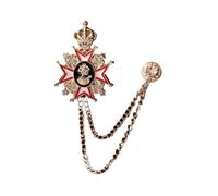 spille da donna nel Regno Unito， Spilla in metallo con nappa da donna, a forma di corona, for abito uomo, stile retrò, colletto