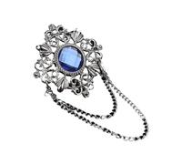 spille da donna nel Regno Unito， Spilla retrò da uomo, spilla vintage con strass e nappa, catena(Silver Blue)