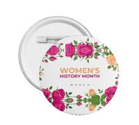 Spille del mese della storia delle donne Spilla rotonda Bottone Distintivo Adesivi Segno Spilla in metallo