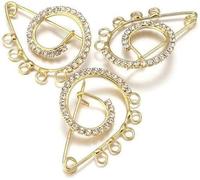 spille di sicurezza ， 10 spille da balia con strass da 38 mm, grandi, for donne, con cristalli placcati in oro, eleganti gioielli.(Gold 10pcs)