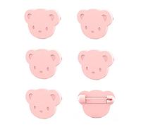 Spille di sicurezza per bambini, 6 pezzi, con guscio in plastica, clip di sicurezza multifunzione per il fissaggio di vestiti, tovaglie e pannolini (orso rosa)