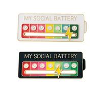 Spille Divertenti, 2 Pezzi Pins Vintage Pin's per L'umore Sociale 7 Giorni, Smaltato Batteria Sociale, Spilla Umoristica, Espressione Creativa