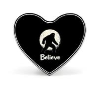 Spille divertenti a forma di cuore Bigfoot Moon Believe, spille personalizzate per camicia, risvolto, regali, accessori per v