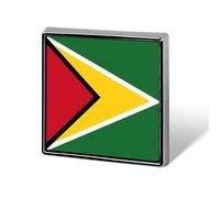 Spille e fermagli con la bandiera della Repubblica della Guyana, modello quadrato/cerchio/cuore, simbolo di amicizia, realizzati dalla ativa di Moda.