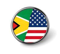 Spille e fermagli decorativi con le bandiere della Guyana e degli Stati Uniti, tondino in metallo personalizzato con chiusura a farfalla.