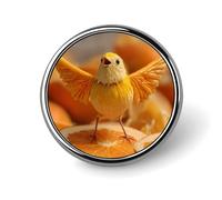 Spille e fermagli originali a forma di uccellino arancione, tondino in metallo personalizzabile con chiusura a farfalla.