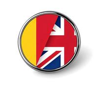 Spille e fermagli originali con le bandiere di Romania e Regno Unito, tondino in metallo personalizzato con chiusura a farfalla.