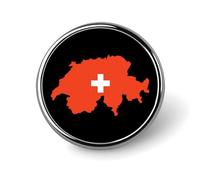 Spille e fermagli originali con mappa della Svizzera e bandiera, distintivo rotondo personalizzato in metallo con chiusura a farfalla.