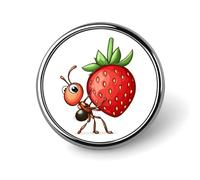 Spille e fermagli rotondi a forma di formica con fragola per donna, 1" Spilla da bavero per uomo per cappello borsa zaino decorazione