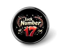 Spille e fermagli rotondi con il numero 17 della fortuna del casinò per donna, spilla da bavero da uomo da 1" per cappello, borsa, zaino.