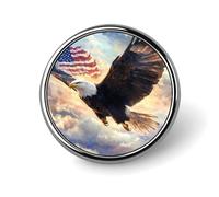Spille e fermagli rotondi Eagle1 con bandiera americana per donna, spilla da bavero da uomo da 1" per cappello, borsa, zaino.