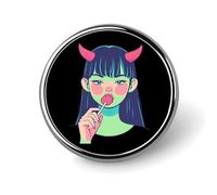 Spille e fermagli rotondi Evil Lady per donna, spilla da bavero da uomo da 1" per cappello, borsa, zaino.