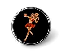 Spille e fermagli rotondi Pin Up Whiskey per donna, spilla da bavero da uomo da 1" per cappello, borsa, zaino.