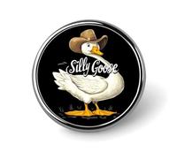 Spille e fermagli rotondi Silly Goose per donna, spilla da bavero da uomo da 2,5 cm per cappello, borsa, zaino.