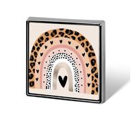 Spille e fermagli unisex arcobaleno con cuori leopardati, quadrati, leggeri, da bavero, gioielli per abbigliamento, scialle, cappello