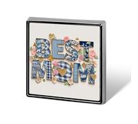 Spille e fermagli unisex vintage con collage tipografico Best Mom, quadrati, leggeri, da bavero, gioielli per abbigliamento, scialle e cappello
