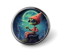 Spille e spille a forma di alieno lunare per donne e uomini, porta badge rotondi per vestiti, borse, zaini e cappelli