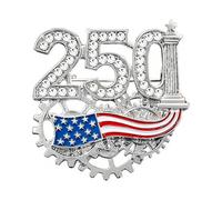 Spille e spille con bandiera Usa per il 250° anniversario per donne e uomini, spilla da bavero con cristallo patriottico rosso, bianco e blu, 1776-2026, distintivo commemorativo per il 4 luglio