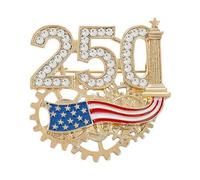 Spille e spille con bandiera Usa per il 250° anniversario per donne e uomini, spilla da bavero con cristallo patriottico rosso, bianco e blu, 1776-2026, distintivo commemorativo per il 4 luglio
