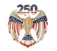 Spille e spille con bandiera Usa per il 250° anniversario per donne e uomini, spilla da bavero con cristallo patriottico rosso, bianco e blu, 1776-2026, distintivo commemorativo per il 4 luglio