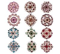 Spille e spille MEEJOA per donna, lotto da 12 pezzi, spille a forma di fiore con strass di colore misto, per bouquet da sposa, decorazioni per fe