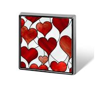 Spille e spille quadrate con cuori rossi in vetro colorato, unisex, leggeri, per abbigliamento, scialle, cappello