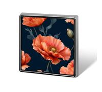 Spille e spille quadrate con papavero arancione su blu scuro, unisex, leggere, per abbigliamento, scialle, cappello