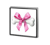 Spille e spille unisex a forma di osso di cane bianco con un grande fiocco rosa, quadrato, leggero, gioiello per abbigliamento, scialle, cappello