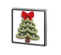 Spille e spille unisex con albero di Natale in filato all'uncinetto, quadrate e leggere, con spilla, per abbigliamento, scialle e cappello.