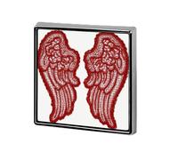 Spille e spille unisex con ali d'angelo in pizzo rosso, quadrate e leggere, con spilla, per abbigliamento, scialle e cappello
