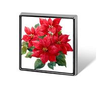 Spille e spille unisex con bouquet di stelle di Natale rosse acquerellate, spille quadrate leggere, gioielli per abbigliamento, scialle e cappelli