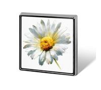 Spille e spille unisex con centro giallo e fiore di margherita, quadrate e leggere, con spilla, per abbigliamento, scialle e cappello.