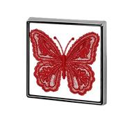 Spille e spille unisex con farfalla in pizzo rosso, quadrate e leggere, con distintivo da bavero, per abbigliamento, scialle e cappello